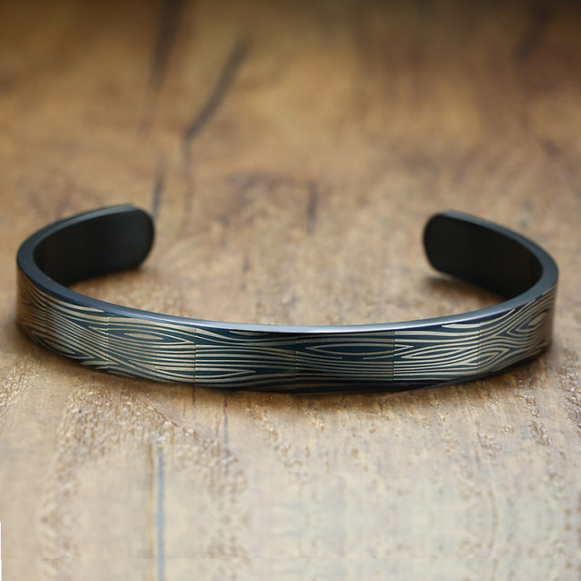 Wholesale Stainless Steel Men's Textured Cuff Bracelet