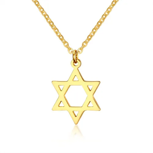 Wholesale Stainless Steel Women Six point Star Pendant Necklace
