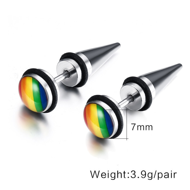 Wholesale Stainless Steel Rainbow Stud Earring