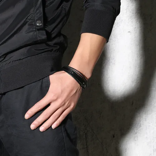 Wholesale Stainless Steel Leather Bracelet ID