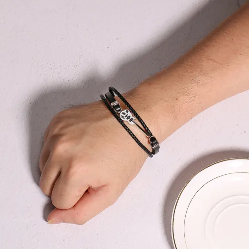 Wholesale Stainless Steel Guitar Bracelets Personalized Leather Bracelet for Men