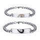 Wholesale Stainless Steel CZ Diamond Heart Tag Bracelets Set