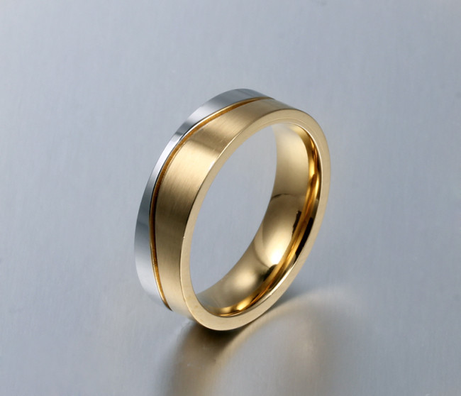 Wholesales Stainless Steel Wedding Ring with Gold Plated for Man