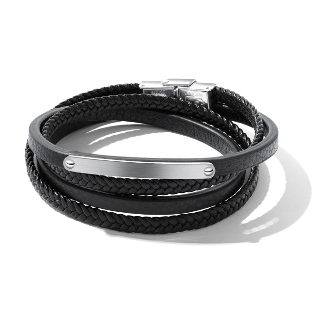 Wholesale Stainless Steel Engravable ID Bracelet with Multi-Strand Braided Leather