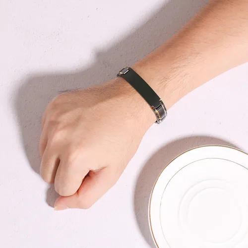 Wholesale Men's Stainless Steel Ip Black Brushed Chain Id Bracelet
