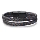 Wholesale Stainless Steel Magnetic Buckle Leather Woven Bracelet