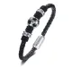 Wholesale Stainless Steel Football Magnetic Buckle Weaving Leather Bracelet