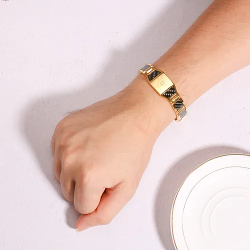 Wholesale Masonic Magnetic Bracelet - Stainless Steel Black, Gold or Silver