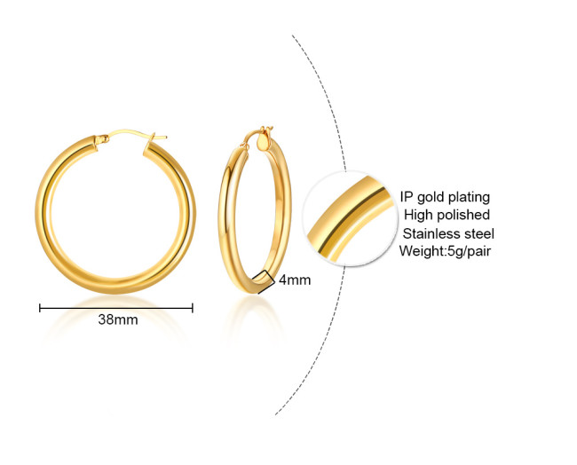 Wholesale Stainless Steel Simple Hoop Earrings for Ladies