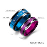 Wholesale Men's Women's Stainless Steel Her King & His Queen Wedding Band Promise Ring for Lovers