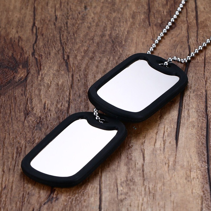 Wholesale Mens Stainless Steel Double Dog Tags Necklace (can be