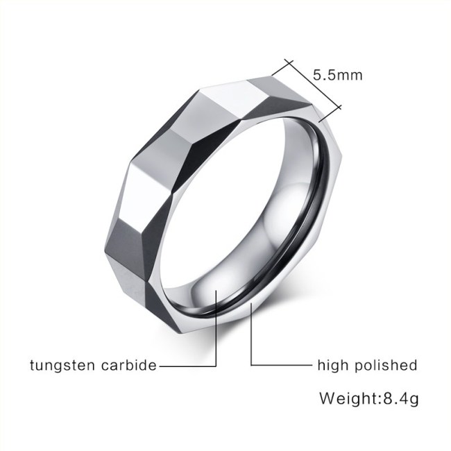 Wholesale Diamond Facet Polished Tungsten Ring