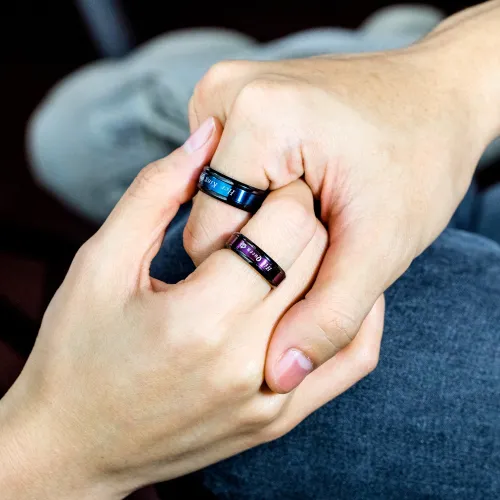 Wholesale Men's Women's Stainless Steel Her King & His Queen Wedding Band Promise Ring for Lovers