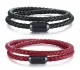 Wholesale Stainless Steel Magnetic Buckle Handmade Braided Black Leather Bracelet