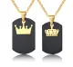 His Queen & Her King Couple Pendant Necklace Stainless Steel Crown Crystal Matching Set Wholesale