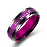 Wholesale Men's Women's Stainless Steel Her King & His Queen Wedding Band Promise Ring for Lovers