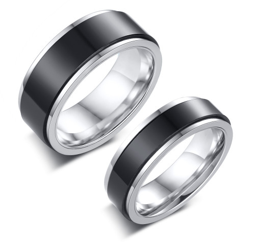 Wholesale Stainless Steel Black Center Couple Spinner Ring CR170W/CR170M