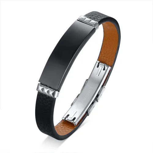 Wholesale Personalize Engraved Leather Bracelet for Men