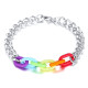 Wholesale Rainbow Link Bracelet Stainless Steel Cuban Curb Chain Bracelet