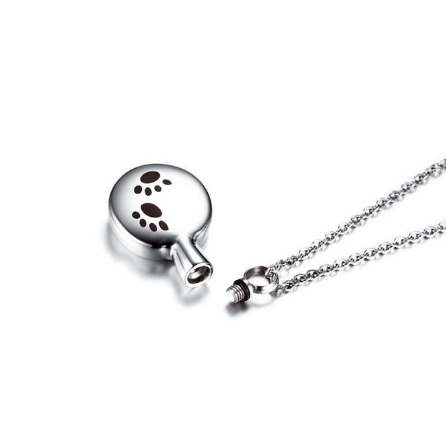 Wholesale Stainless Steel Dog Paw Print Cremation Jewelry Keepsake Memorial Urn Necklace
