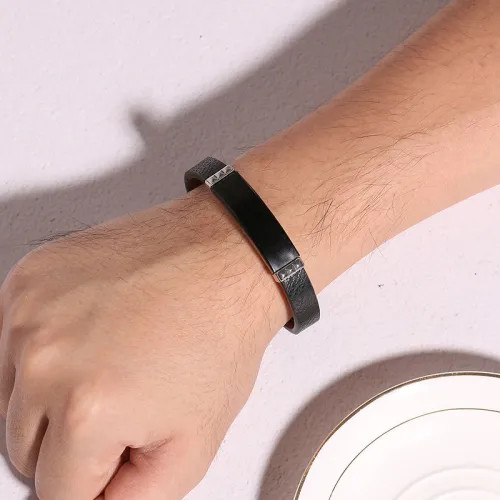 Wholesale Personalize Engraved Leather Bracelet for Men