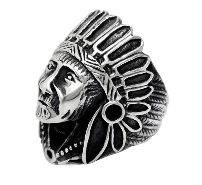Wholesale Stainless Steel Indian Chief Headdresses Ring