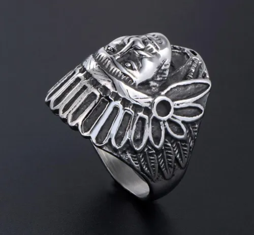Wholesale Stainless Steel Indian Chief Headdresses Ring