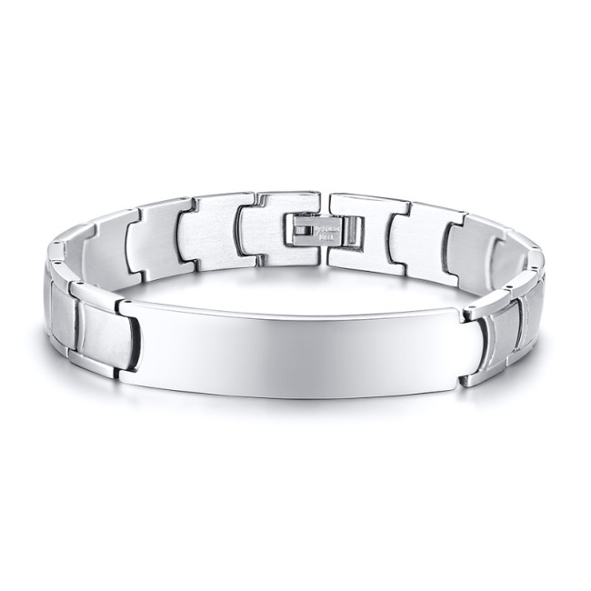 Wholesale Men’s Stainless Steel Bracelet with Large Engravable Plate