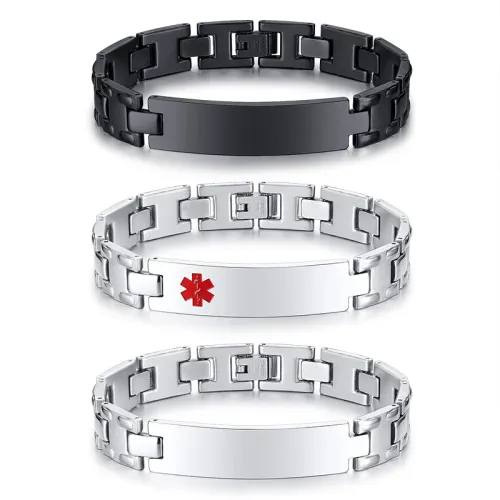 Wholesale Men's Stainless Steel Bracelet with Engravable Plaque
