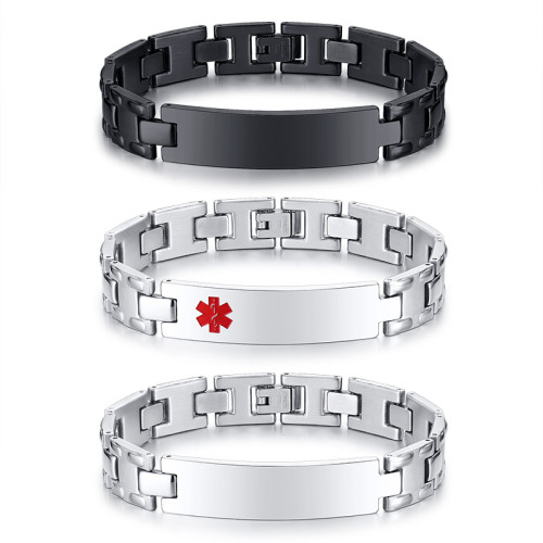 Wholesale Men ’s Stainless Steel Bracelet with Engravable Plaque