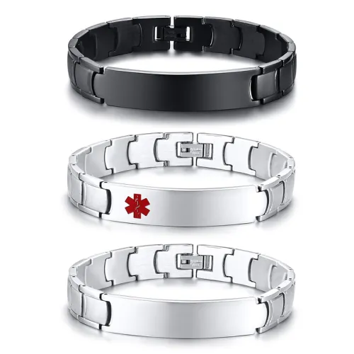 Wholesale Men’s Stainless Steel Bracelet with Large Engravable Plate