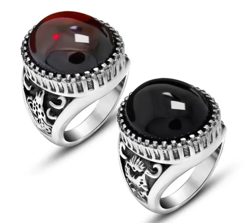 Wholesale Stainless Circle Agate Stone Ring