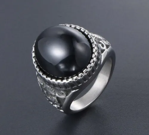 Wholesale Stainless Circle Agate Stone Ring