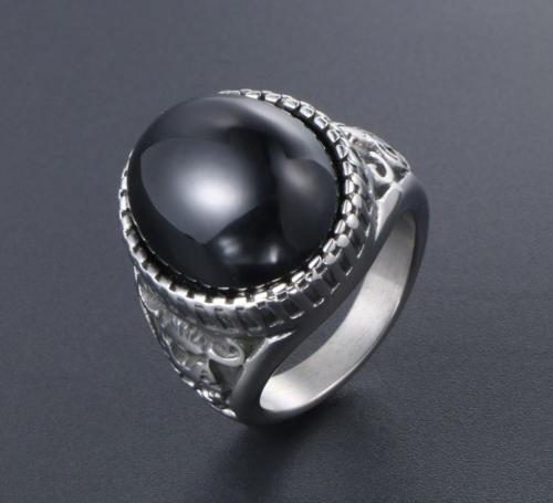 Wholesale Stainless Circle Agate Stone Ring