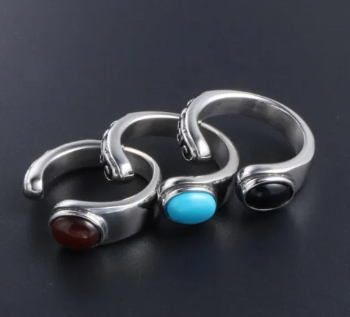 Wholesale Men's Nepal Gem Stone Open-End Stainless Steel Ring