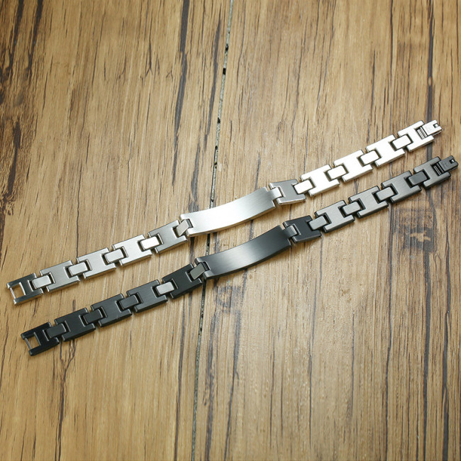 Wholesale Men's Stainless Steel Bracelet with Engravable Plaque