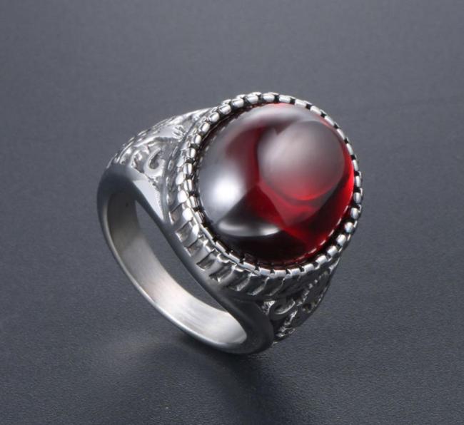 Wholesale Stainless Circle Agate Stone Ring