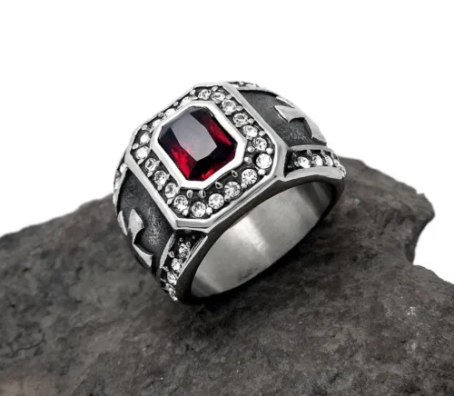 Wholesale Stainless Black Onyx Stone Biker Ring