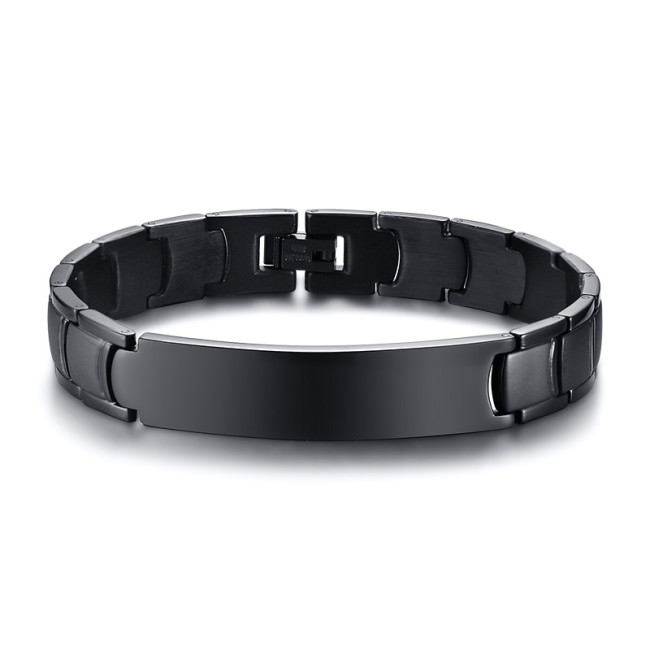 Wholesale Men’s Stainless Steel Bracelet with Large Engravable Plate