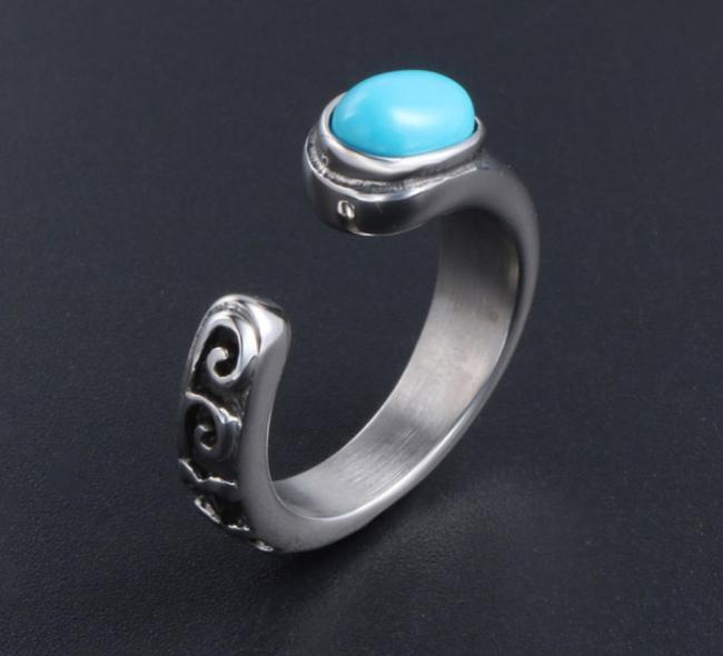 Wholesale Men's Nepal Gem Stone Open-End Stainless Steel Ring