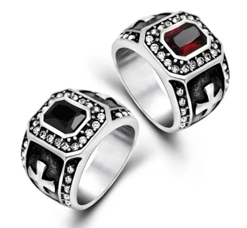 Wholesale Stainless Black Onyx Stone Biker Ring