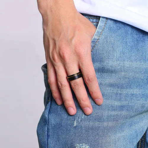 Wholesale Black & Gold Duotone Tungsten Ring Online
