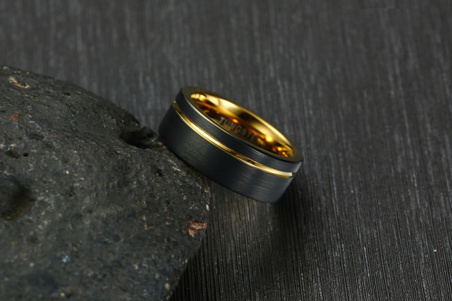 Wholesale Black & Gold Duotone Tungsten Ring Online