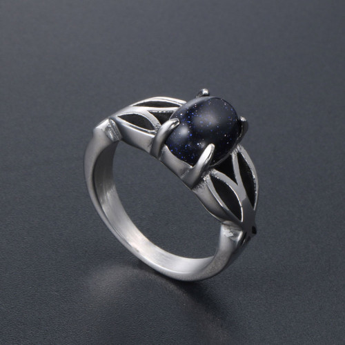 Wholesale 316L Stainless Steel Black Stone Ring