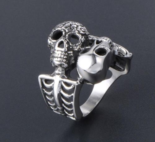Wholesale Stainless Steel Double Headed Skull Rng