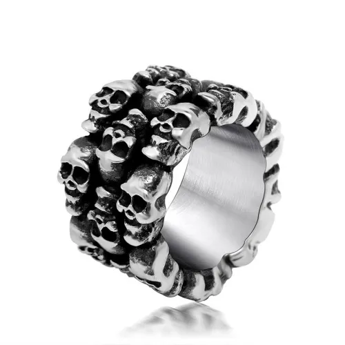 Wholesale Stainless Steel Multiple Skulls Ring