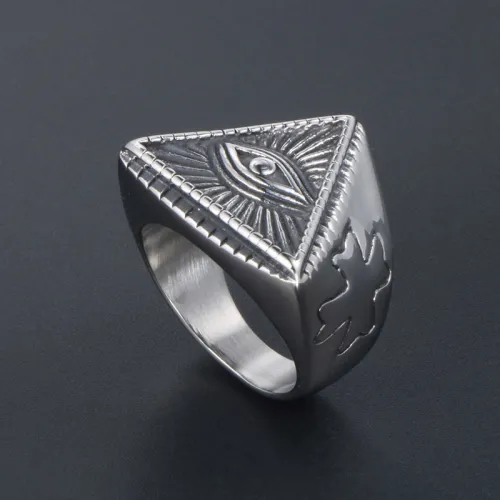 Wholesale Stainless Steel Evil Eye Side Cross Ring