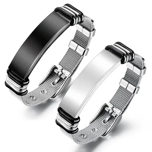 Wholesale Stainless Steel Sleek Mesh ID Bracelet