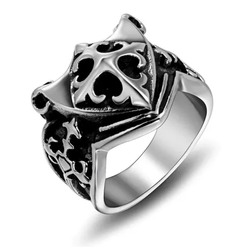 Wholesale Shield Cross Stainless Steel Men's Ring