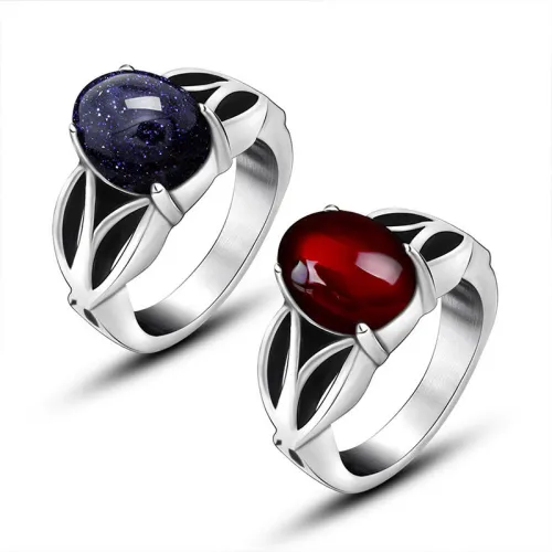 Wholesale 316L Stainless Steel Black Stone Ring